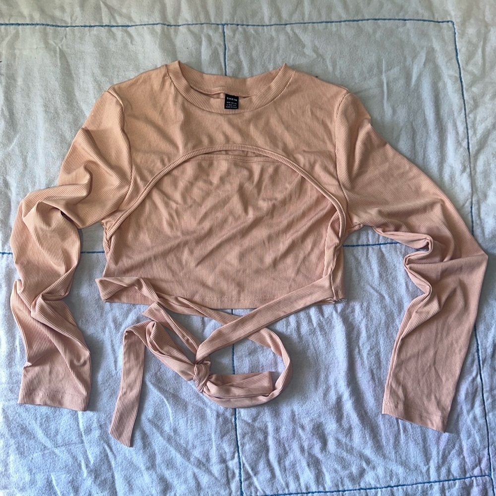 Blush wrap crop top